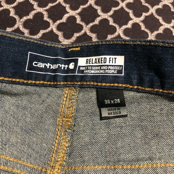 Carhartt BD2804M Mens 36X28 Relaxed Fit Rugged Flex 5 Pocket Jeans Denim Blue - Picture 6 of 10